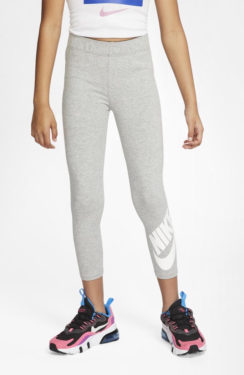 Nike Kids' Swoosh Logo Leggings, Alternate, color, Dark Ash Heather