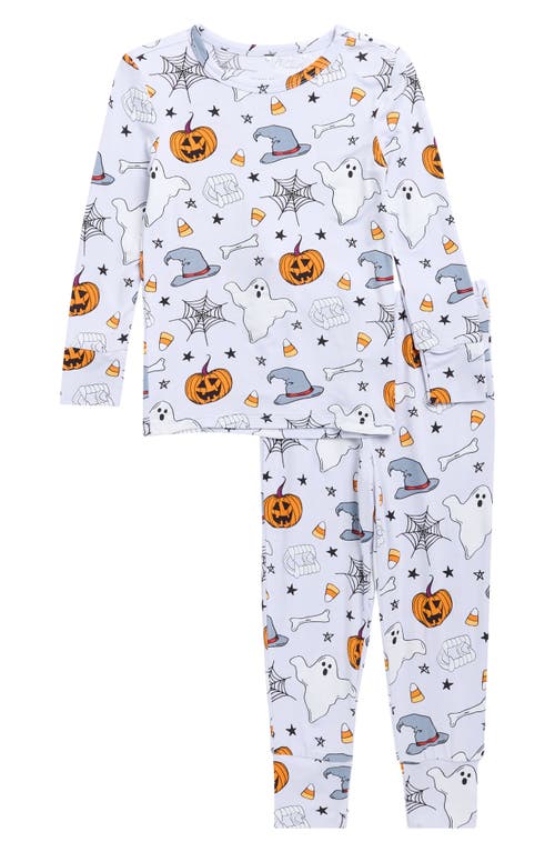 Posh Peanut Kids' Print Fitted Two-piece Pajamas In White