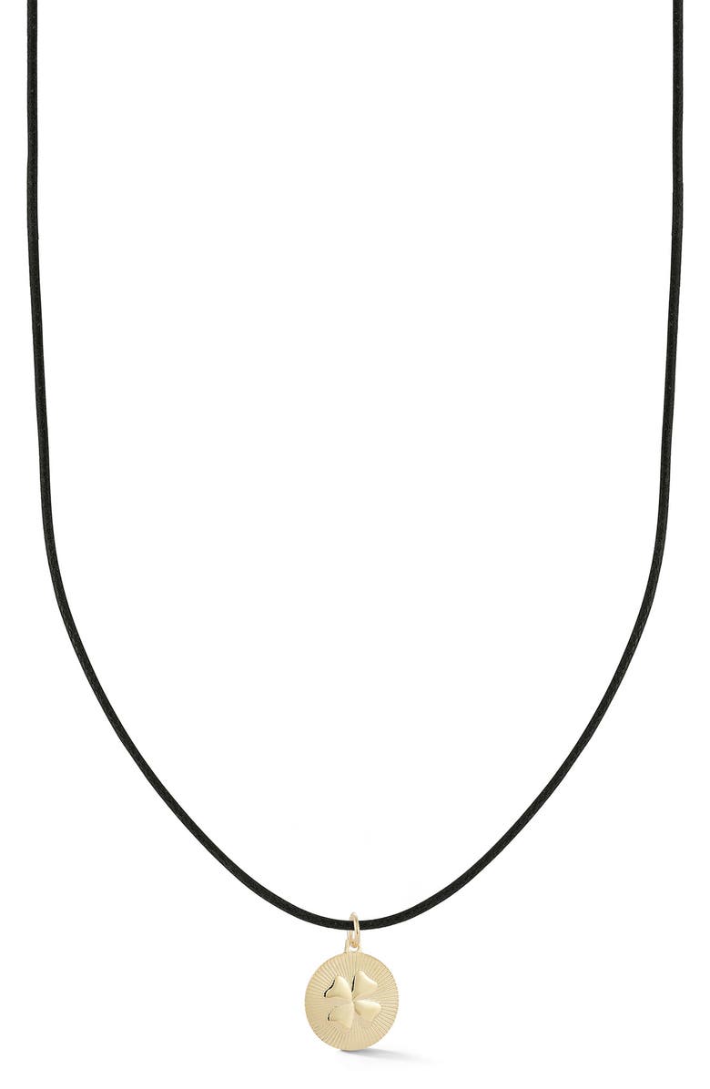 Ember Fine Jewelry 14k Gold Clover Pendant Cord Necklace, Main, color, Gold