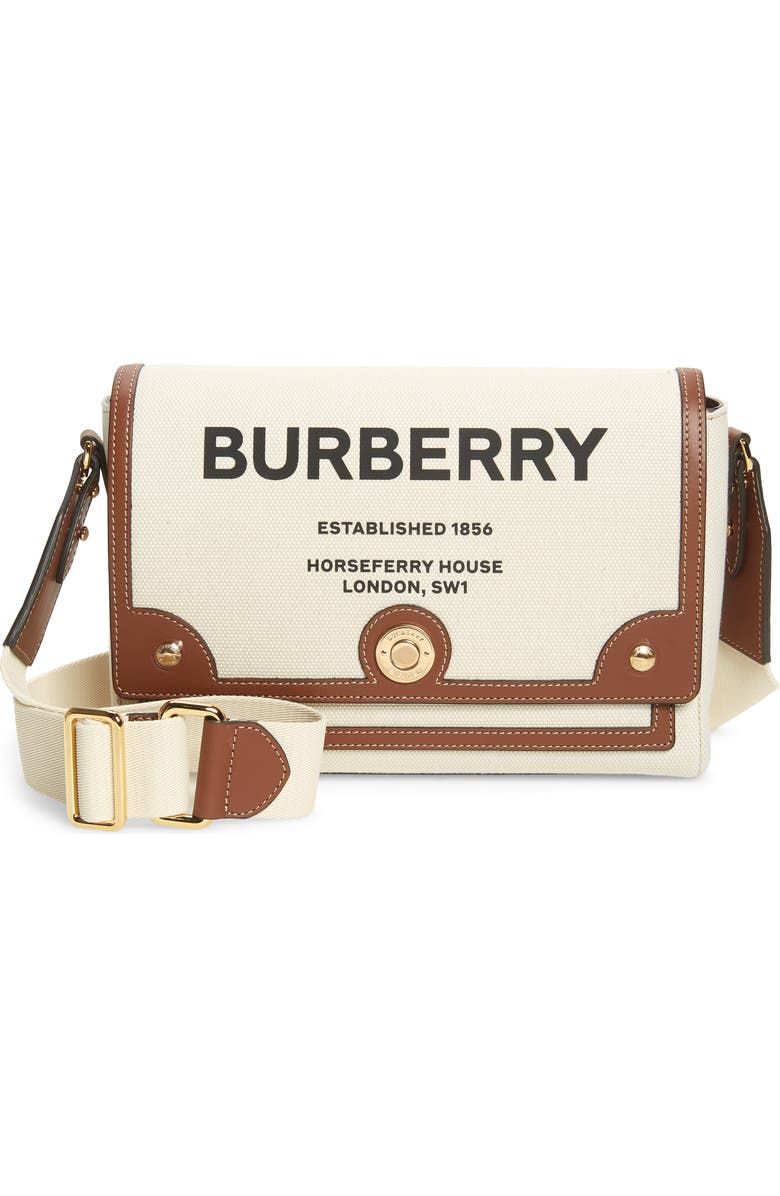 Burberry Note Horseferry Print Canvas & Leather Crossbody Bag, Main, color,