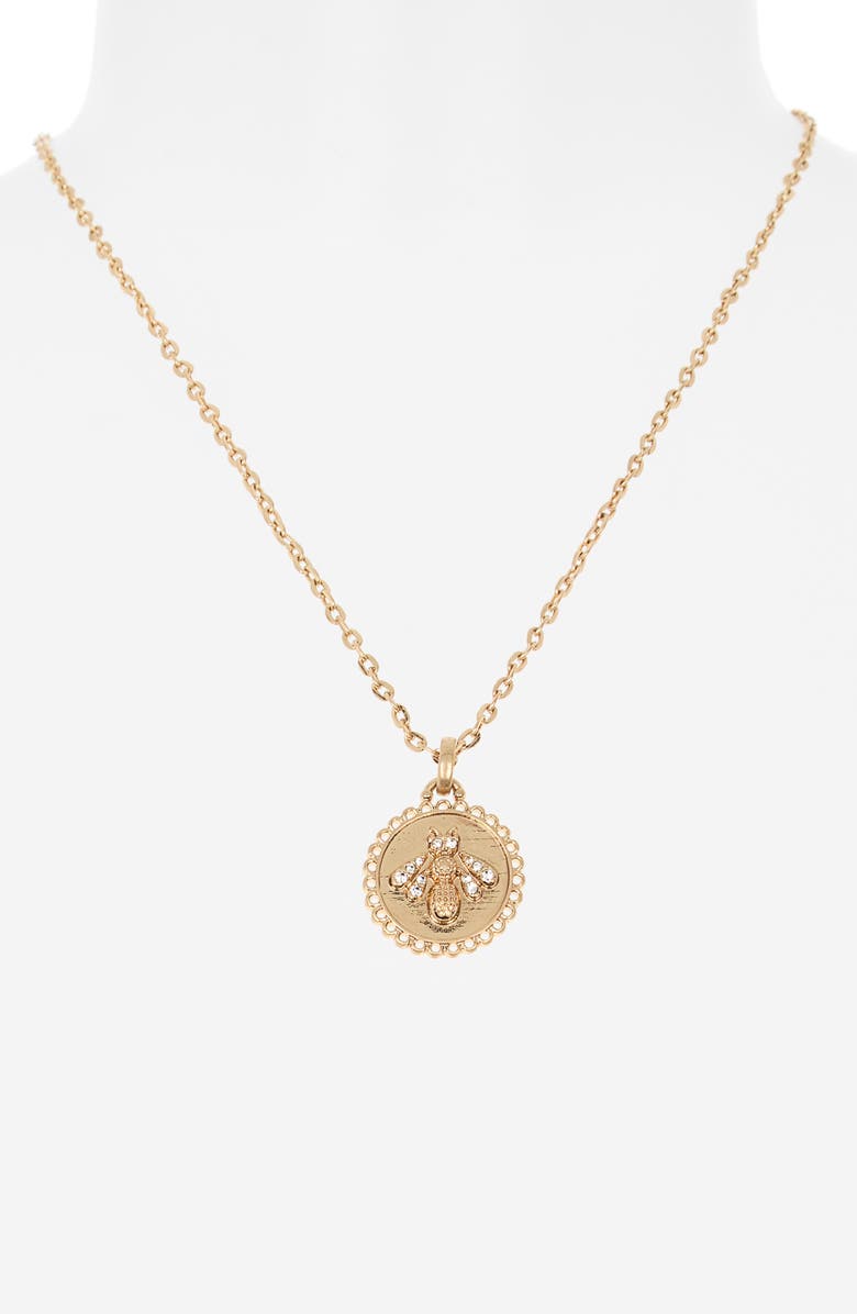 BP. Bee Medallion Pendant Necklace, Alternate, color, Gold