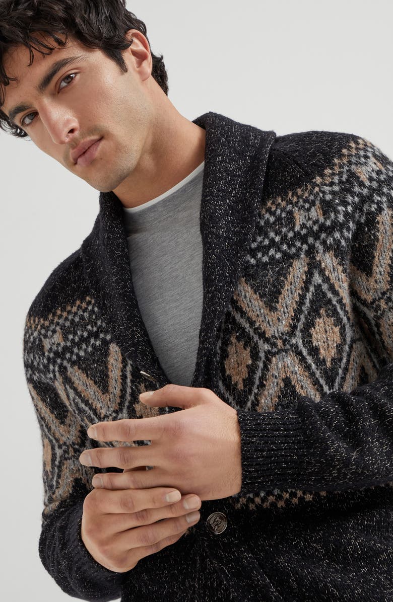 Brunello Cucinelli Cardigan with metal buttons, Alternate, color, Black