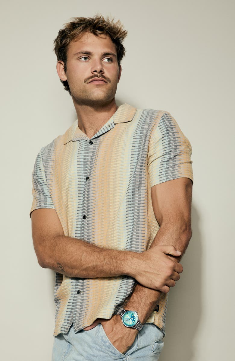 Nixon The Stinger Solar Dive Bracelet Watch, 44mm, Alternate, color, Silver / Byron Blue / Green