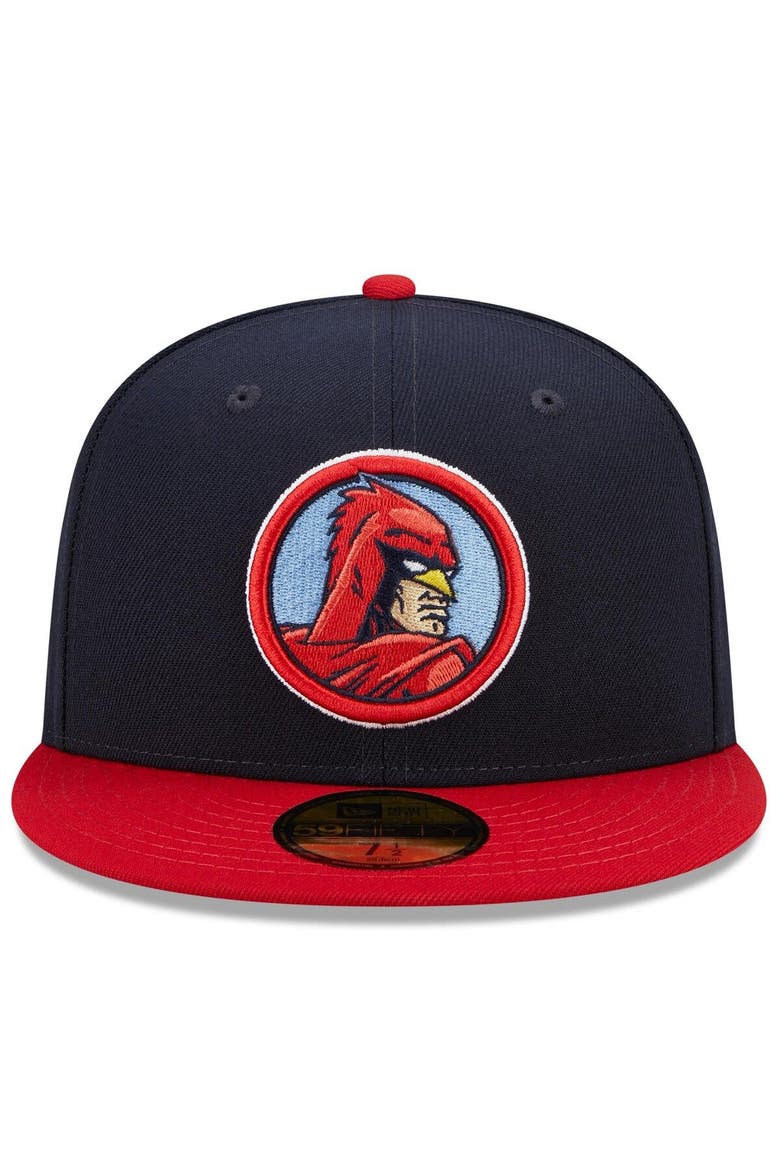 Men's New Era Navy/Red Memphis Redbirds Marvel x Minor League 59FIFTY Fitted Hat, Alternate, color, Navy