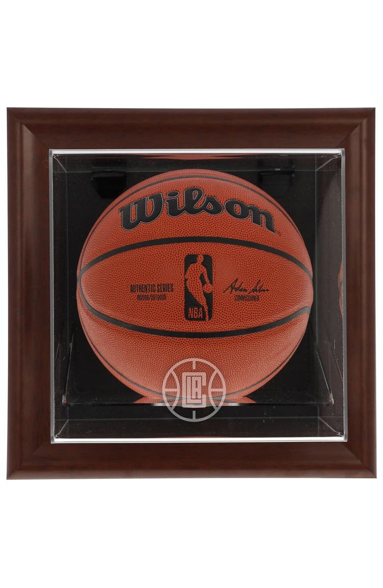 FANATICS AUTHENTIC LA Clippers Brown Framed Wall-Mountable Team Logo Basketball Display Case, Main, color,
