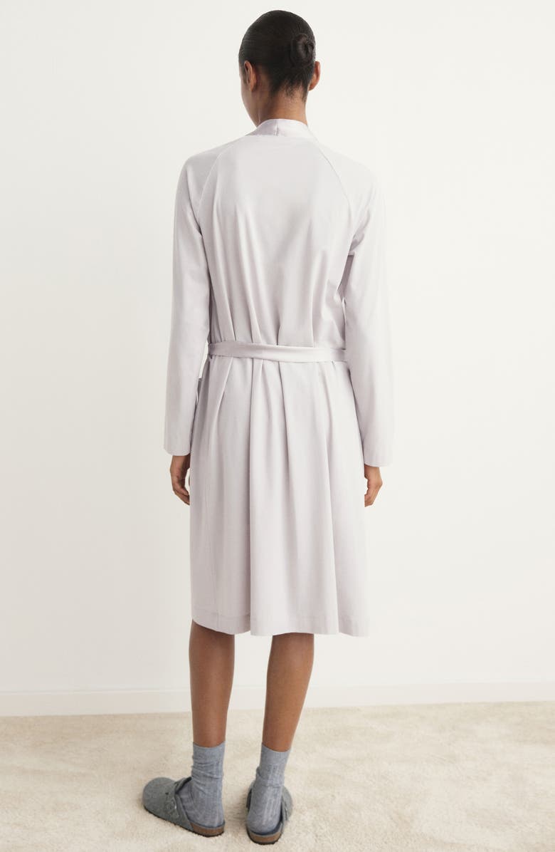 MANGO Satin Trim Cotton Blend Robe, Alternate, color, Light/ Pastel Grey