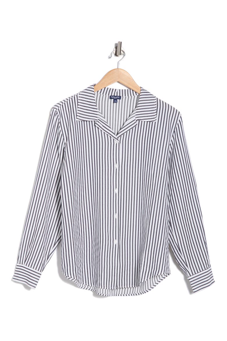 Stripe Seersucker Button-Up Shirt, Alternate, color, NAVY BLUE/ WHITE