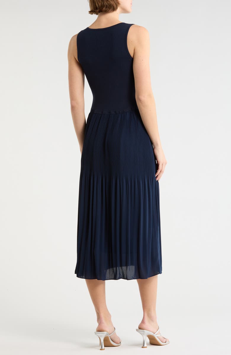 T Tahari Tiered Mixed Media Dress, Alternate, color, Navy