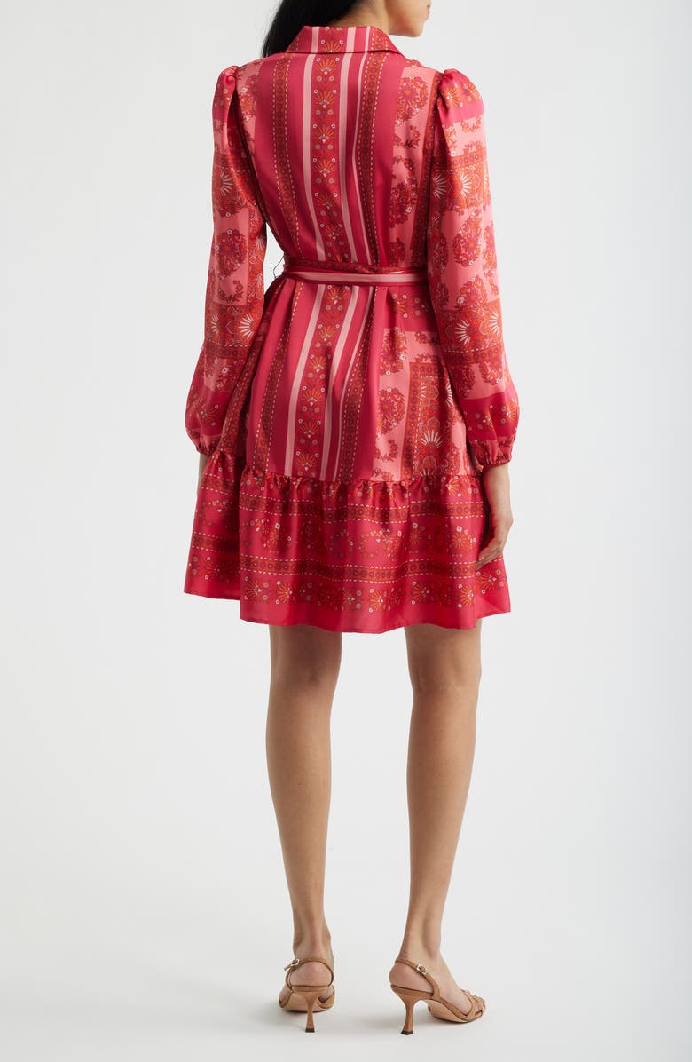 Anne Klein Long Sleeve Belted Minidress, Alternate, color, Grenadine Multi