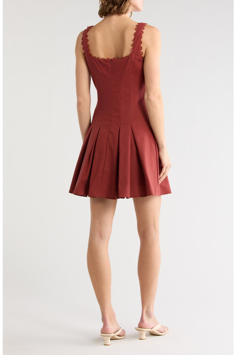Button Pleated Minidress, Alternate, color, RUSSET BROWN