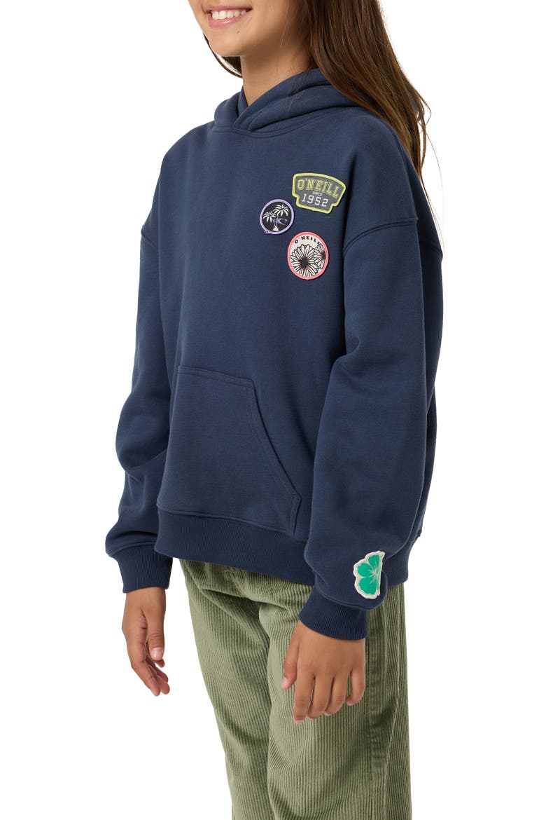 Kids' Patches Oversized Hoodie, Alternate, color, NAVY