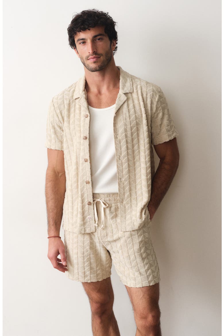 Leo Terry Button-Up Camp Shirt, Alternate, color, NATURAL GEO