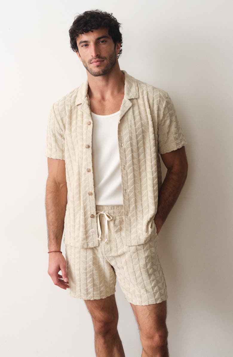 Marine Layer Leo Terry Button-Up Camp Shirt, Alternate, color, Natural Geo