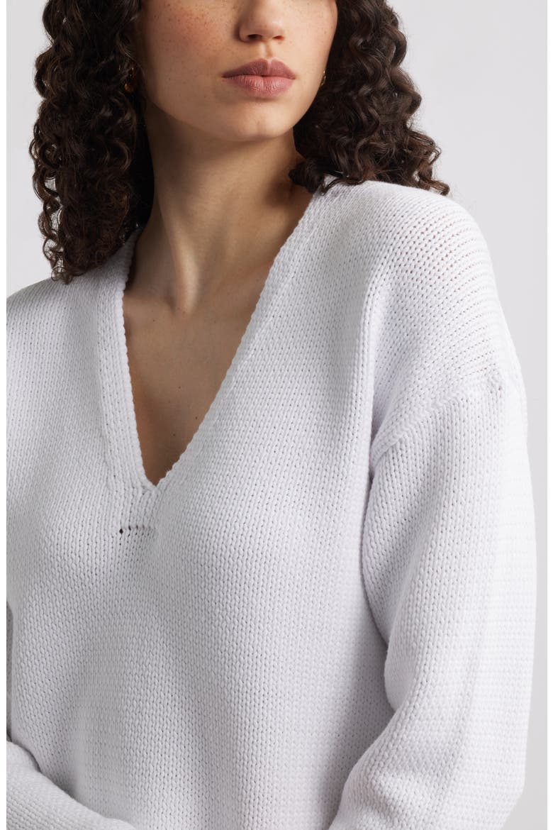 Chunky Cotton Blend Sweater, Alternate, color, WHITE