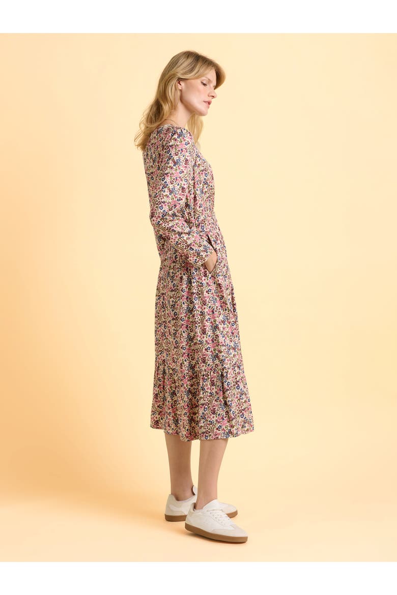 Abloom Long Sleeve Floral Midi Dress, Alternate, color, Cream