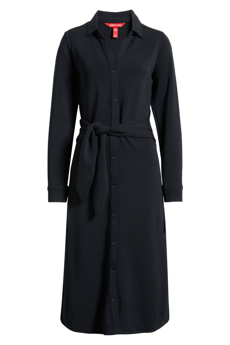 Long Sleeve Knit Shirtdress, Main, color, VERY BLACK