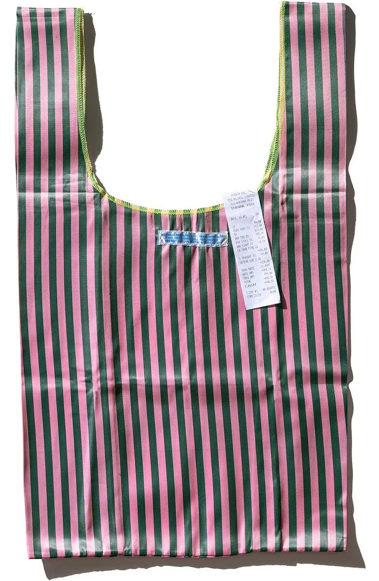 PUEBCO School Tie Fabric Bag, Alternate, color, Dark Green X Pink