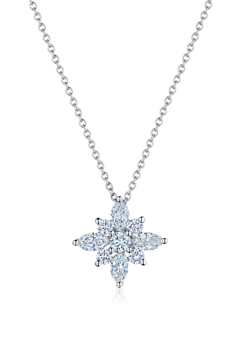 Diamond Starburst Pendant Necklace, Main, color, WHITE GOLD