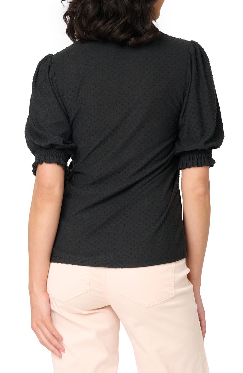 GIBSONLOOK Clip Dot Puff Sleeve Top, Alternate, color, Black