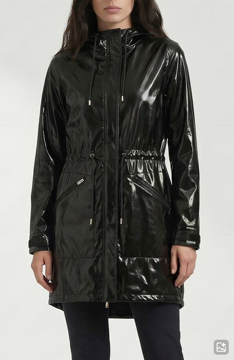 Sibil-V Hooded Water Resistant Coated Vinyl Raincoat