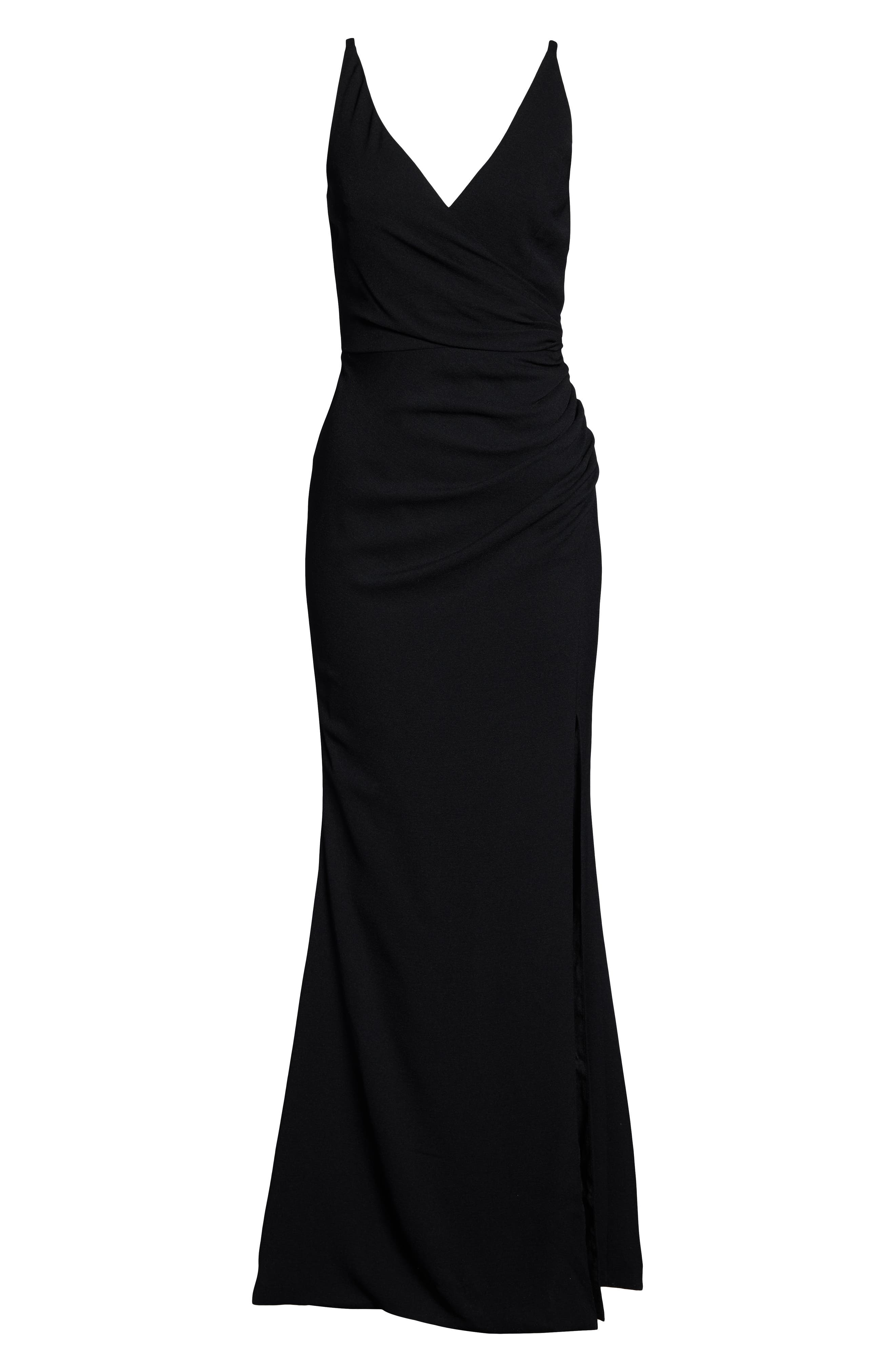 dress the population jordan ruched side slit gown Jordan Side Ruched Gown