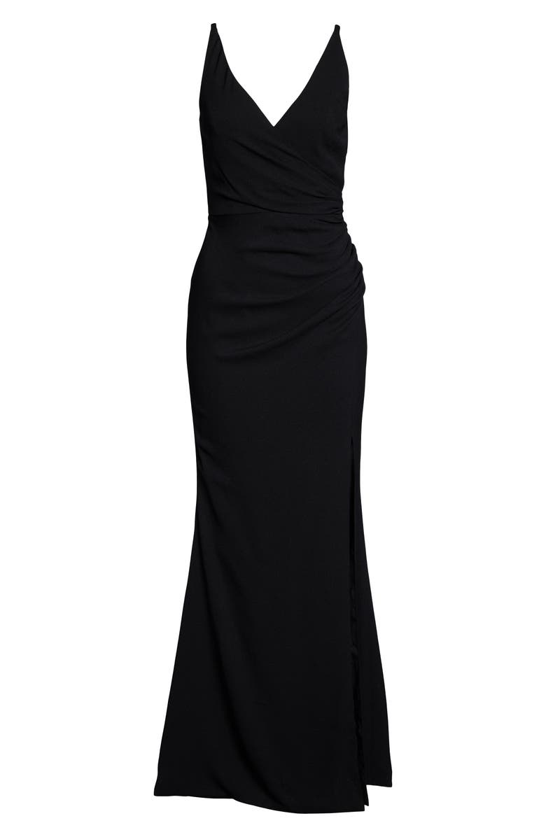 Dress the Population Jordan Ruched Side Slit Gown, Alternate, color,