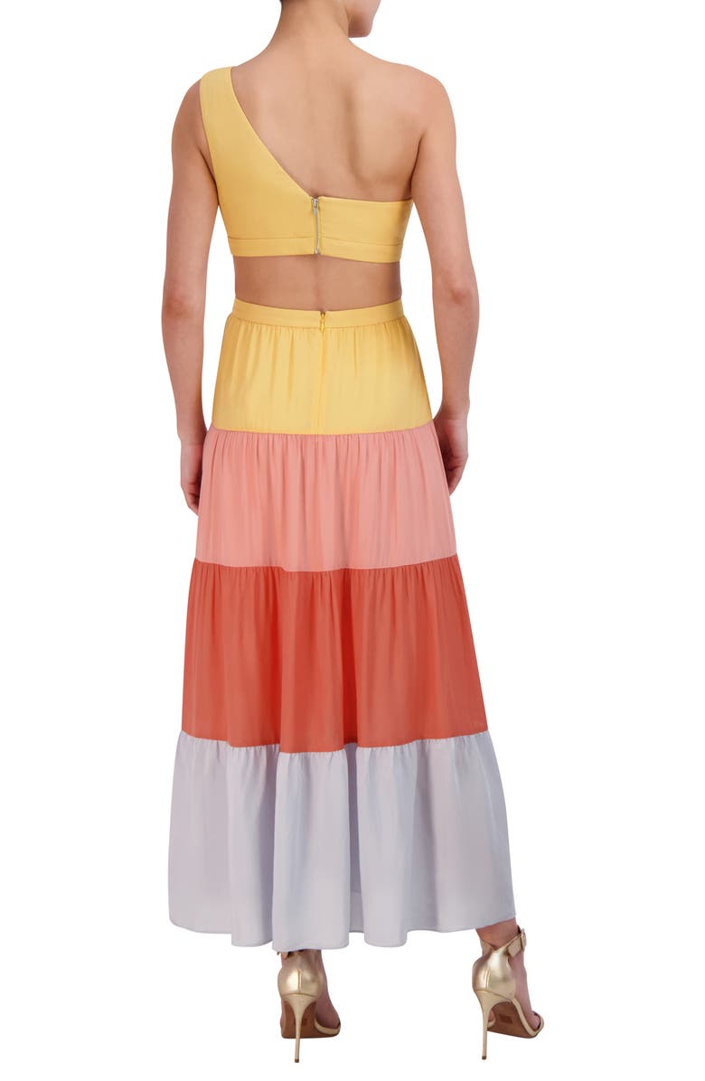 BCBGMAXAZRIA Colorblock One-Shoulder Maxi Dress, Alternate, color, 