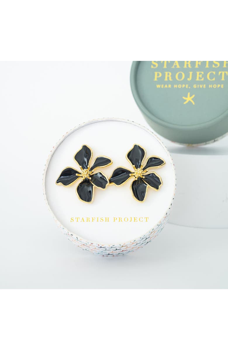 Starfish Project Bloom Earrings in Midnight Black, Alternate, color, Black
