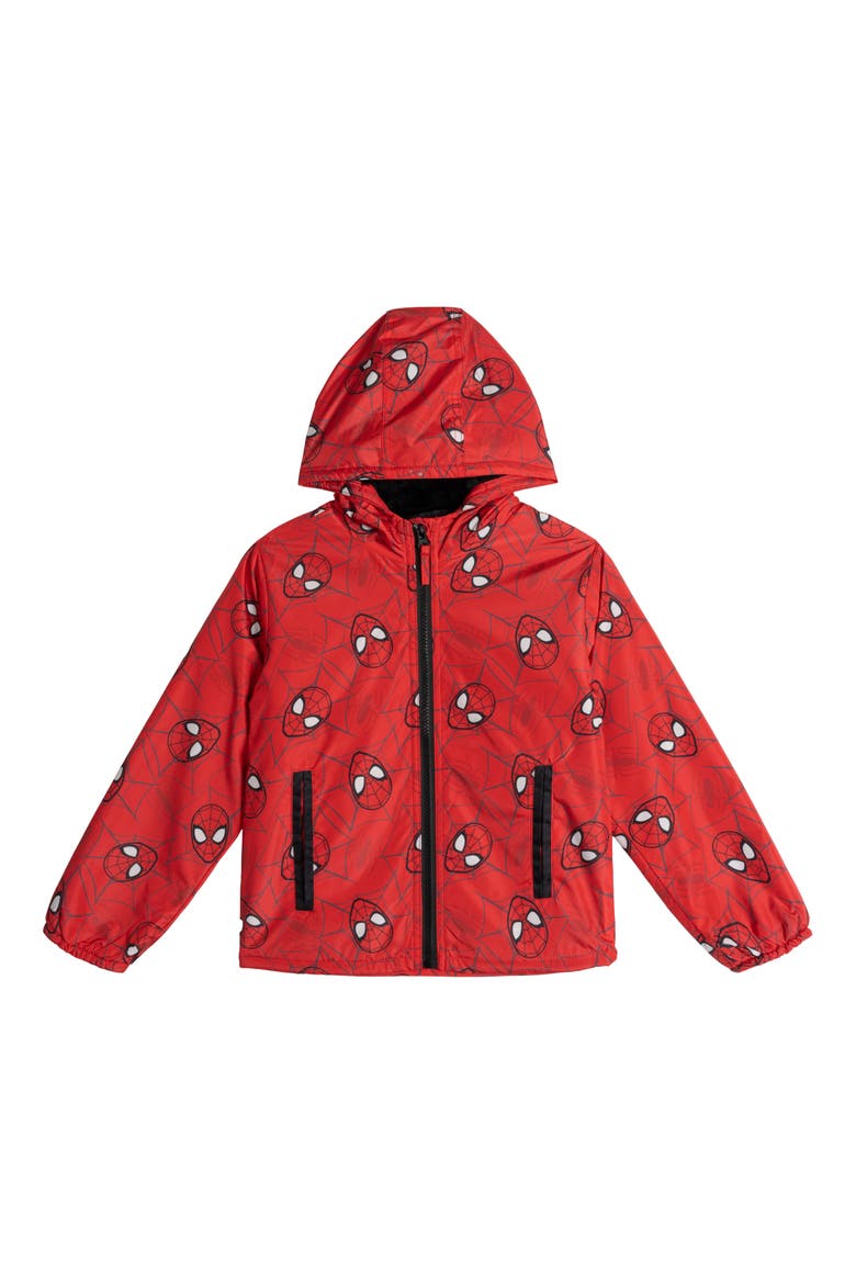 Spider-Man Zip-Up Hooded Jacket, Main, color, Red Black Spider Man