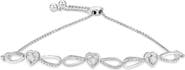 Haus of Brilliance Silver Diamond Accent Heart and Infinity Adjustable Bolo Bracelet