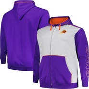 FANATICS Men's Fanatics Branded Purple/Heather Gray Phoenix Suns Big & Tall Contrast Pieced Stitched Full-Zip Hoodie