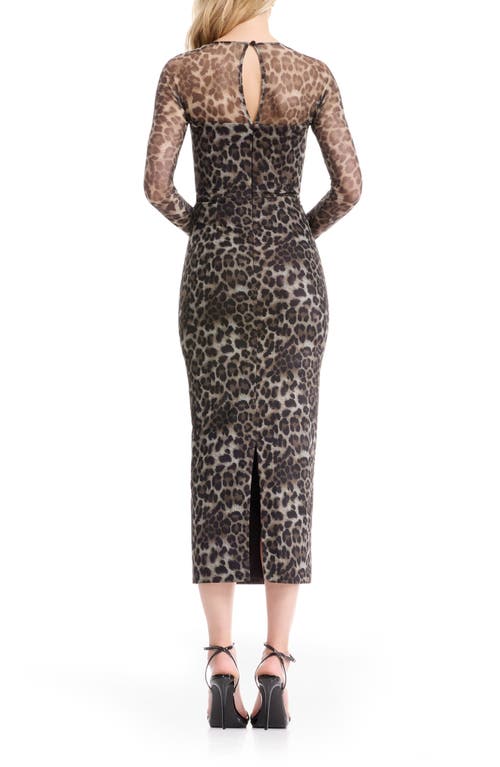 Dress The Population Maxine Print Long Sleeve Body-con Maxi Dress In Black