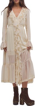 Free People Isla Ruffle Long Sleeve Midi Dress