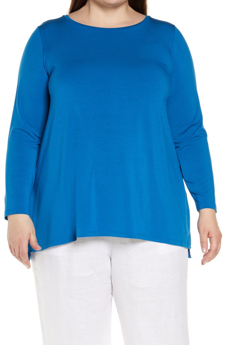 Eileen Fisher Long Sleeve Boatneck Jersey Top, Main, color,