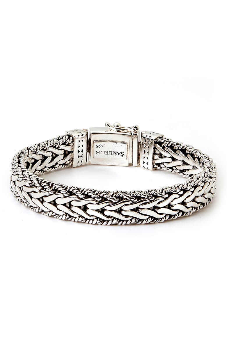 SAMUEL B. Woven Dot Rope Bracelet, Main, color, Silver