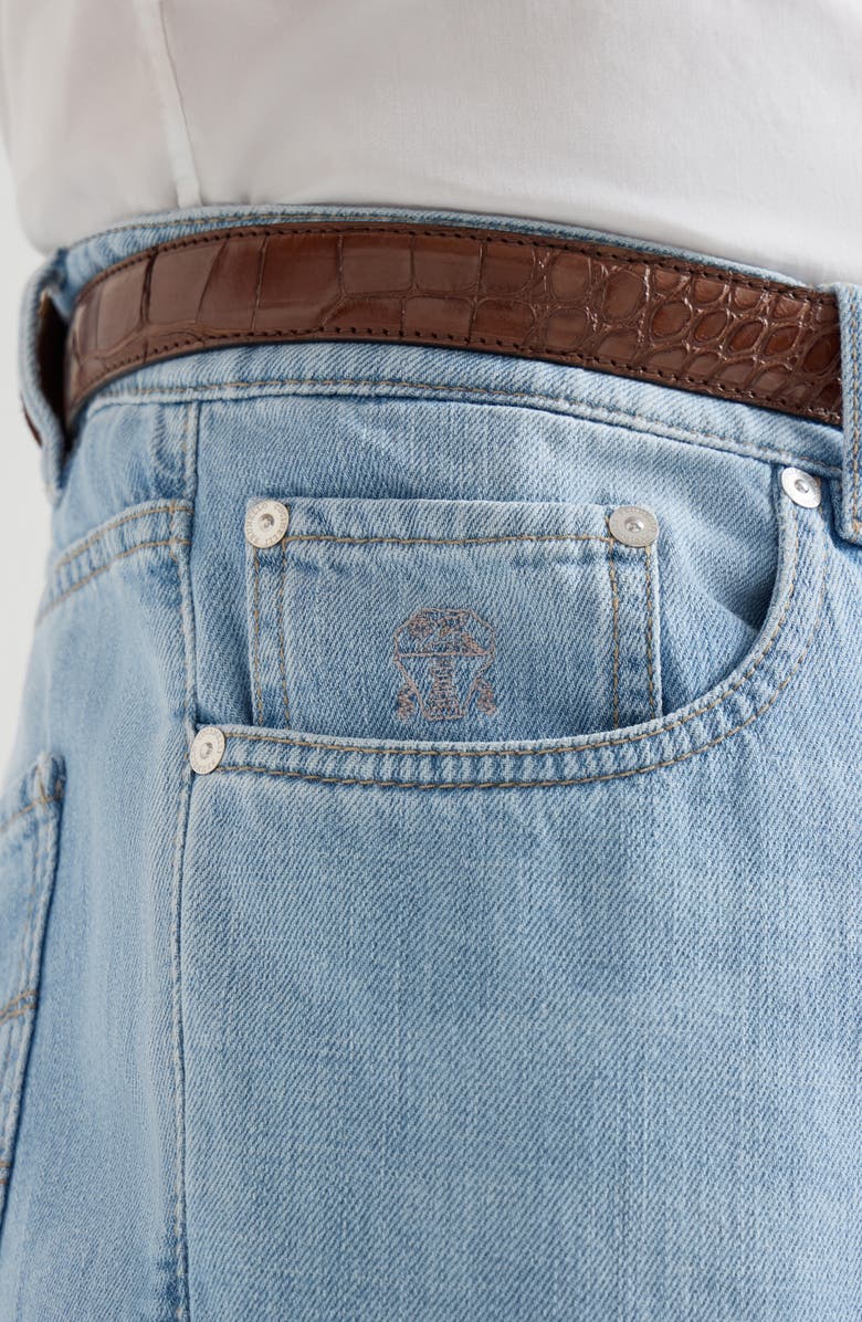 Brunello Cucinelli Traditional fit five-pocket trousers, Alternate, color, Light Blue Denim