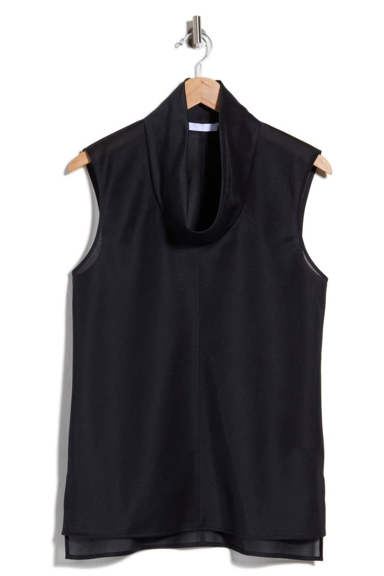 Cowl Neck Slub Shell Top, Main, color, BLACK