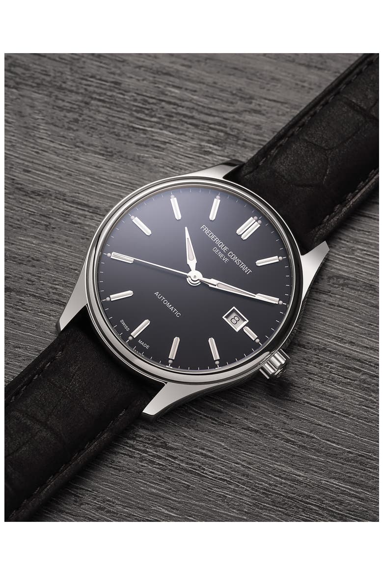 Classics Index Automatic Leather Strap Watch, 40mm, Alternate, color, SILVER-TONE