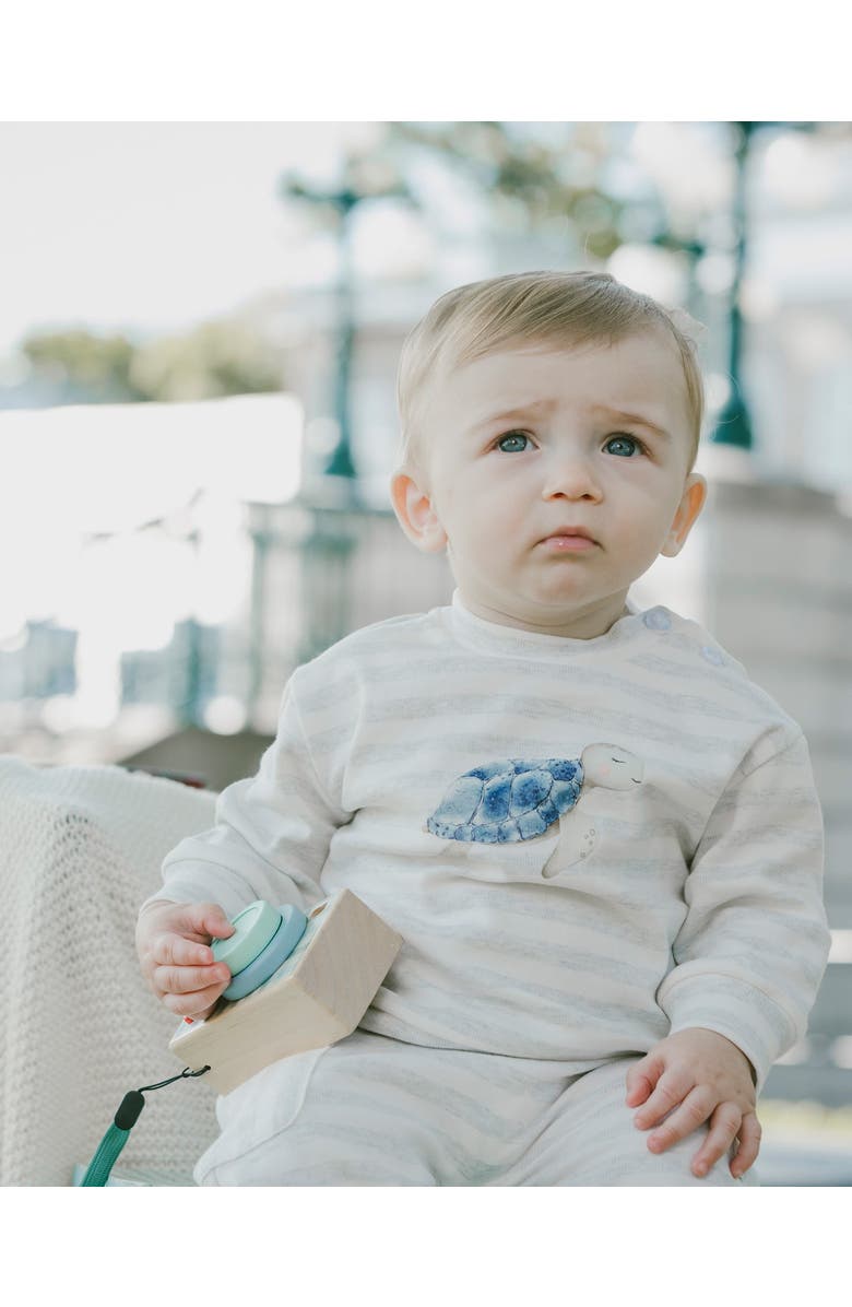 Deux par Deux Soft Jersey Stripes Sweater and Pants Set, Alternate, color, White & Grey Stripes