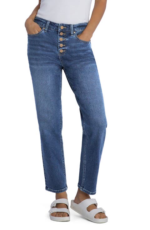 Effortless Exposed Button Fly Boyfriend Jeans
