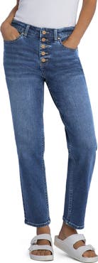 HINT OF BLU Effortless Exposed Button Fly Boyfriend Jeans