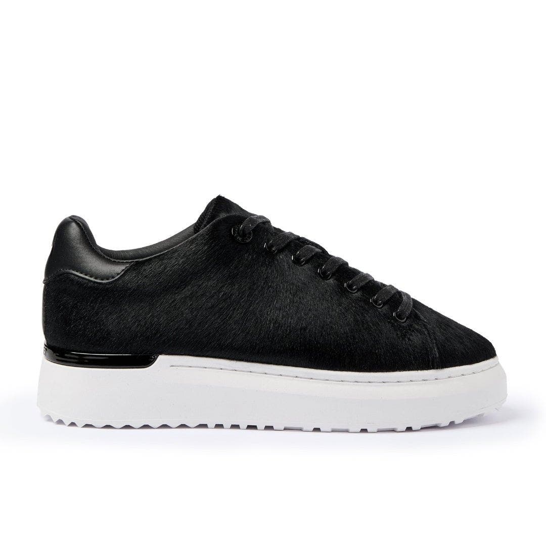 MALLET Pony Hair Low-Top Platform Trainers, Main, color, Black