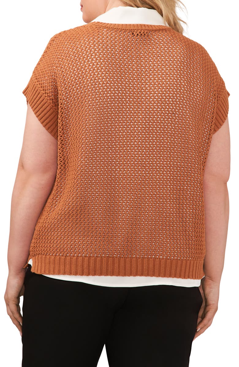 Halogen<sup>®</sup> Open Stitch Cotton Crop Sweater Vest, Alternate, color,
