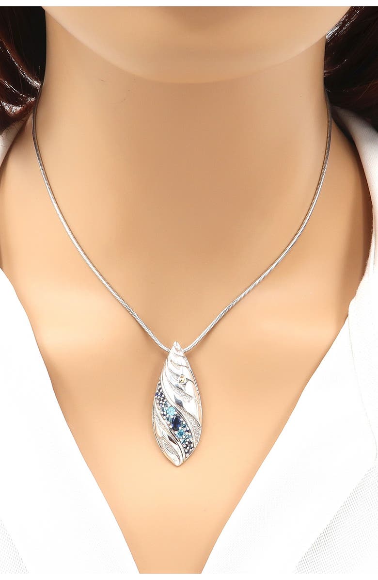 DEVATA Genuine 18K Gold & Sterling Silver Bali Filigree CZ Marquis Pendant Necklace, Alternate, color, 