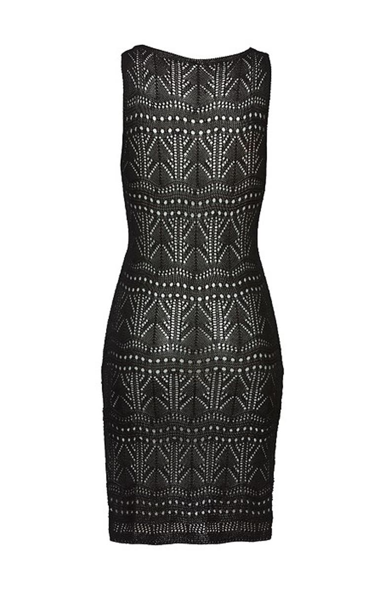 LASCANA Women's Crochet Short Dress Cover Up, Alternate, color, Black