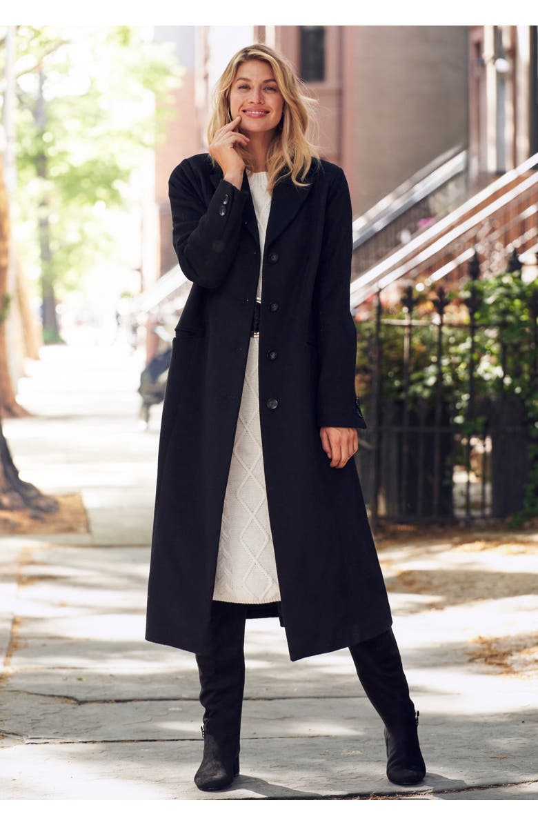Jessica London Full Length Wool Blend Coat, Alternate, color, Black