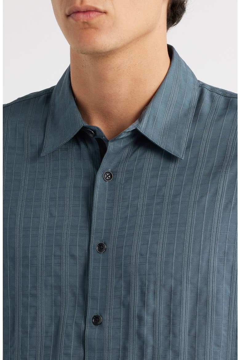 Dalton Plaid Short Sleeve Button-Up Shirt, Alternate, color, SLATE