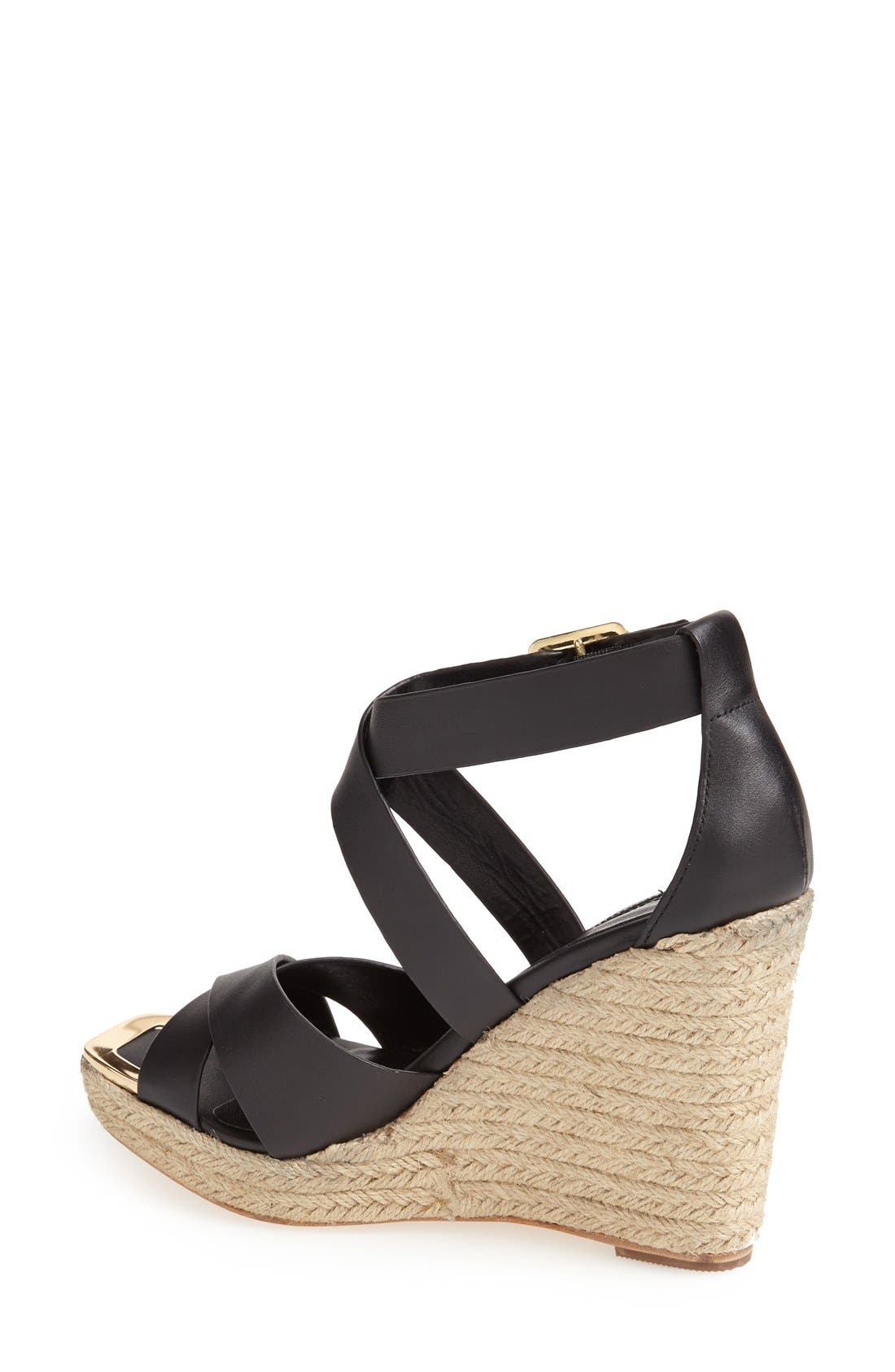 'Olympia' Wedge Sandal, Alternate, color, BLACK