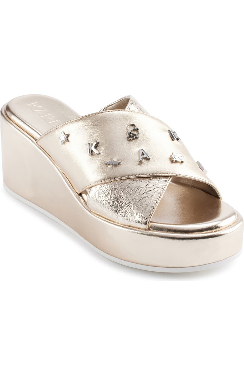 KARL LAGERFELD PARIS Caleigh Platform Wedge Sandal, Main, color,