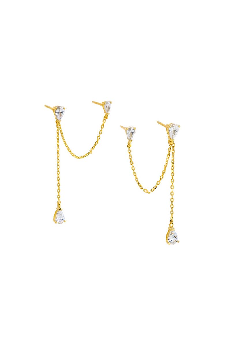 BY ADINA EDEN CZ Teardrop Double Chain W/ Drop Stud Earring, Main, color, Gold